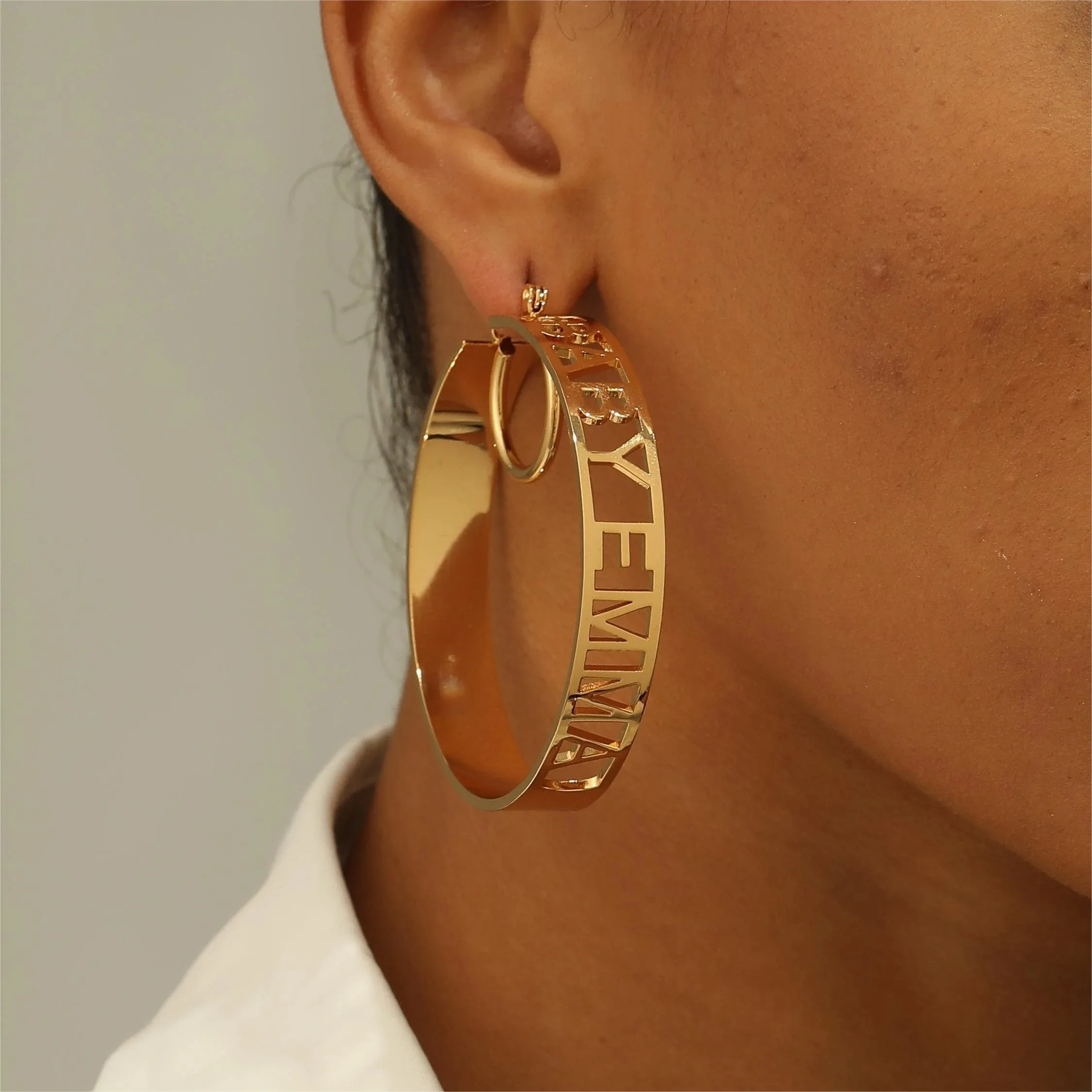 

Custom Baseball Earrings Customized Number Ear Clasp Hoop Love Stainless Steel Earrings For Women DIY Heart Piercing Jewelry