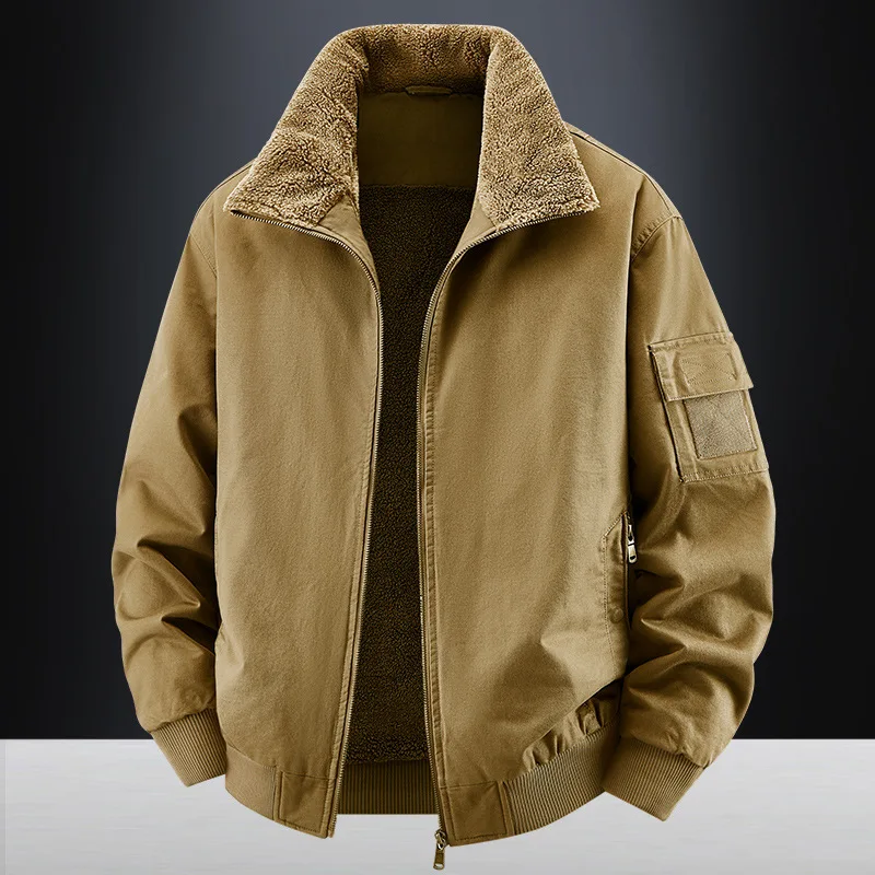 

Men's Fleece Lapel Jacket Simple Fashionable Warm Autumn Winter 2025