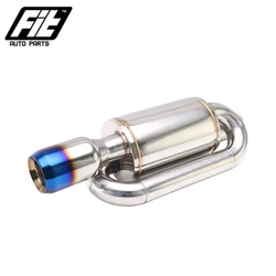 1pcs Car S-Flow Sport Muffler Stainless Steel Mugen Deep Low Sound Muffler Tail Pipe