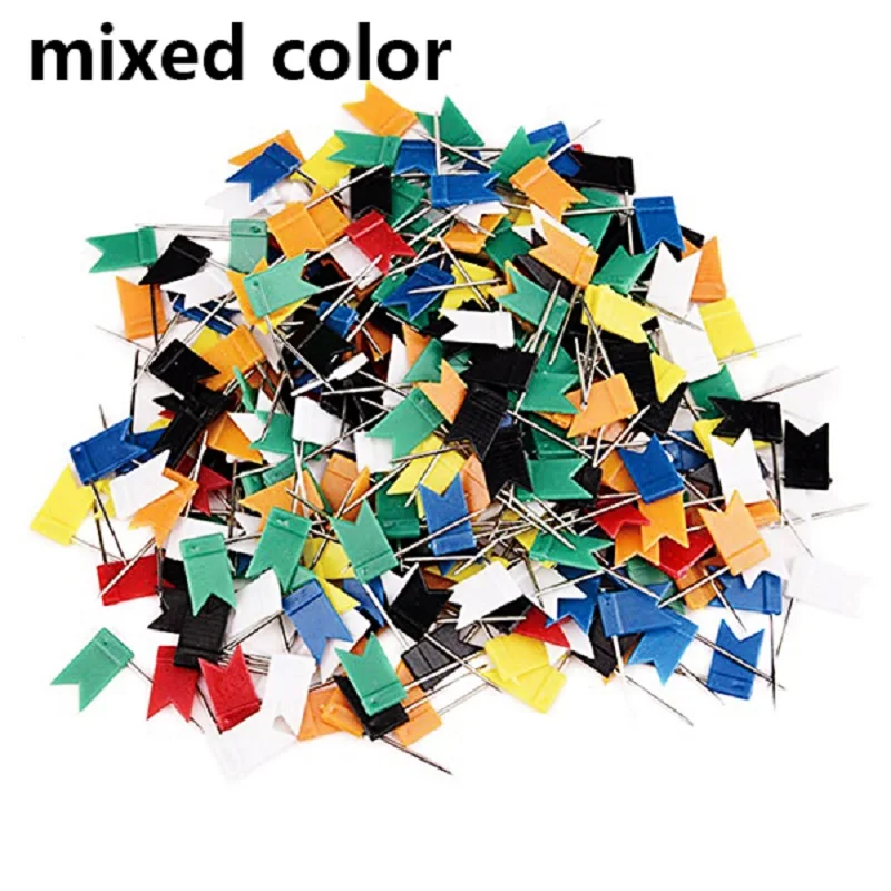 100 قطعة/الوحدة العلم شكل دبوس طويل Thumbtacks الملونة لوحة الفلين خريطة علامة دبوس للمنزل مكتب جدار الإبهام تك أدوات الديكور