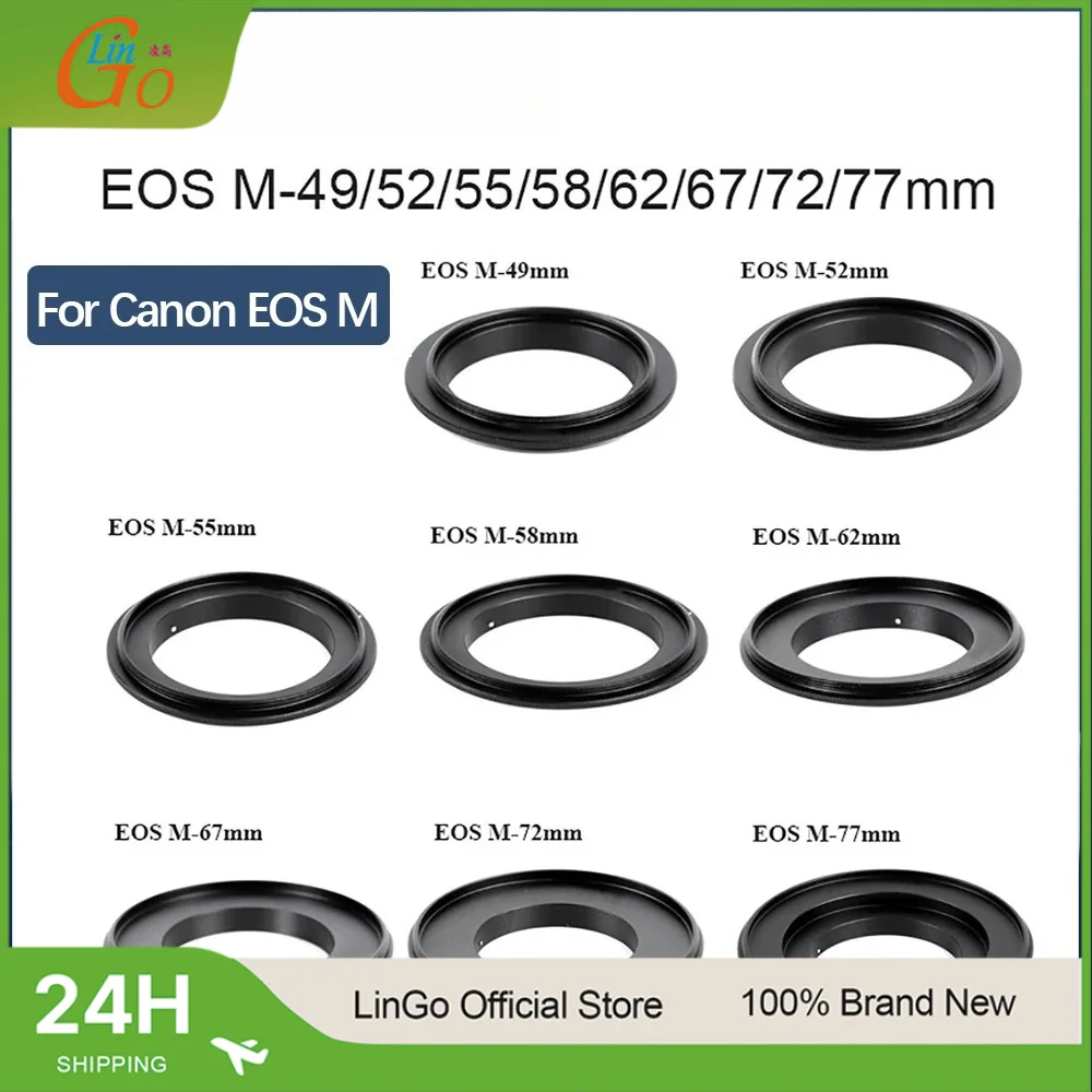 LinGo 49/52/55/58/62/67/72/77 mm Lens Macro Lens Reverse Ring Adapter For EOS M2 /EF-M Mount Camera