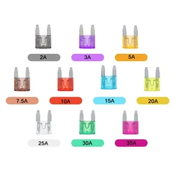 100/50/10pcs Small Mini Car Blade Fuses Assortment Set Zinc Auto Fuse Electric Fuse 2A 3A 5A 7.5A 10A 15A 20A 25A 30A 35A 40A