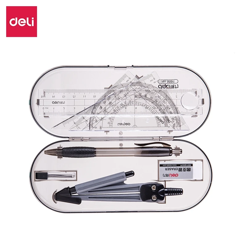 Deli 8PCS/Set Drafting Supplies Compass Rulers Complete Math Tool 9591