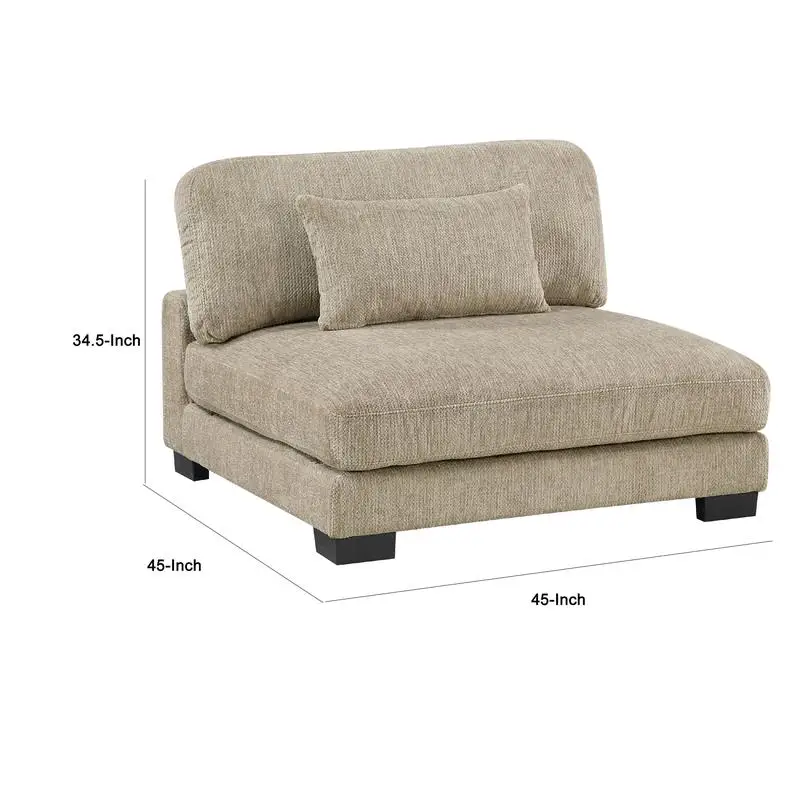 Cadeira sem braços com travesseiro, microfibra marrom, estrutura de madeira preta