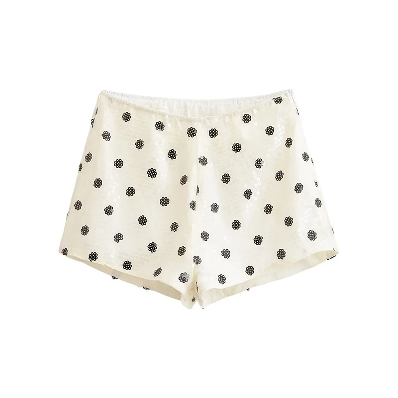 

YENKYE New 2026 Women Polka Dot Sequin Mini Shorts Mid-rise Casual Summer Shorts
