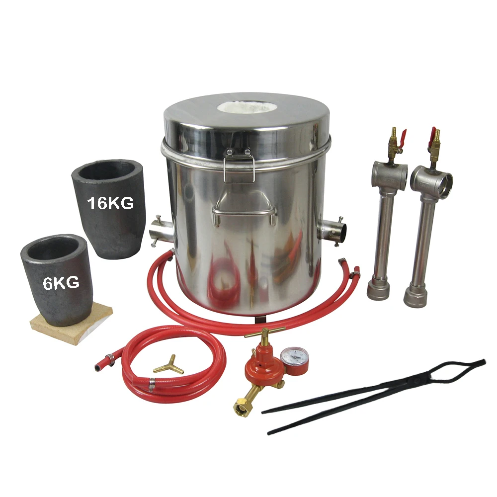 LSMIITTH 16 كجم/35.27LBS فرن صهر المعادن البروبان مع 2 وعاء إعادة تدوير خردة معدنية مناسبة وصب المعادن الثمينة