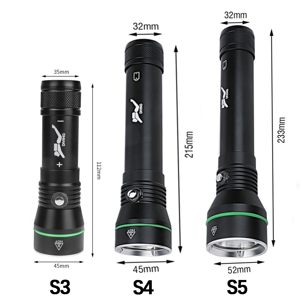 Imagem -06 - Boruit-alta Impermeável Mergulho Lanterna Ipx8 Lâmpada Subaquática Profissional com Corda de Mão 18650 26650 Bateria