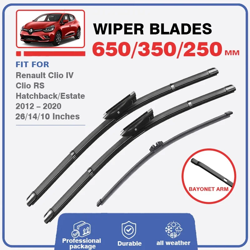 Front Rear Wiper Blades For Renault Clio 4 IV 2012 - 2020 RS Hatchback Estate Windshield Brushes Windscreen Window 26