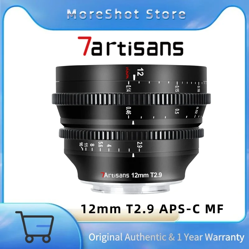 

7artisans 12mm T2.9 APS-C MF Cine Lens Ultra Wide Angle Manual Focus Lens for Sony E Fuji X M43 Canon EOS-RF Nikon Z L-Mount