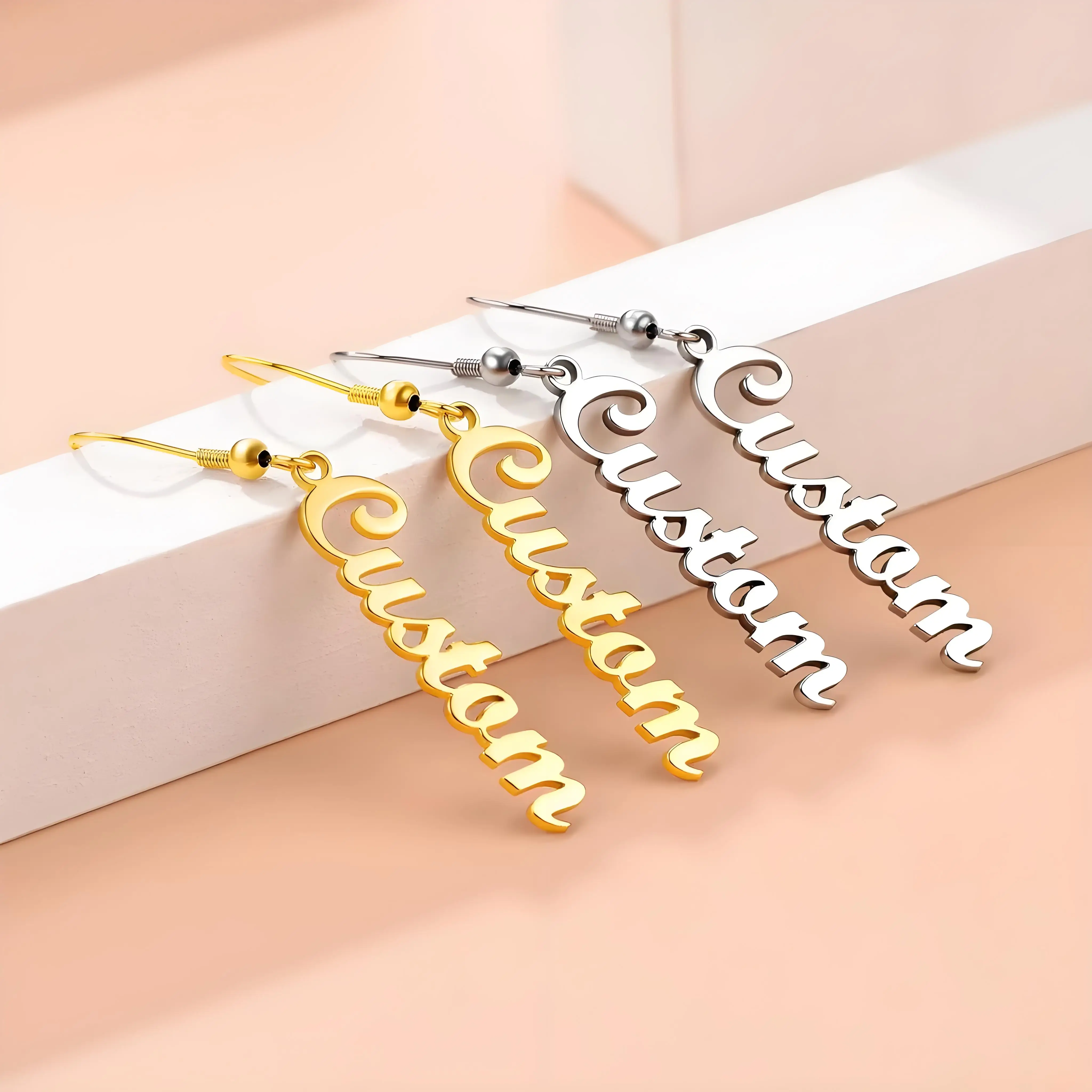 Custom Name Earrings, Stainless Steel, Personalized Long Dangle Earrings, Trendy Jewelry for Women & Gifting