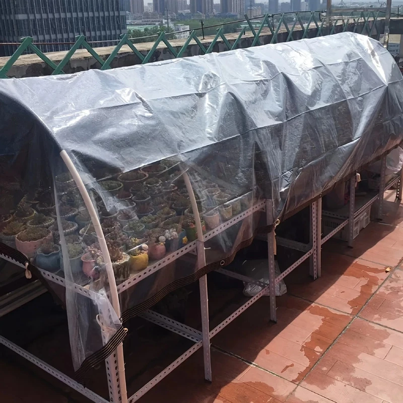 Transparent PE Film Tarpaulin Balcony Succulent Plant Cover Gazebo Tent Rainproof Awning Garden Furniture Waterproof Tarp Cover