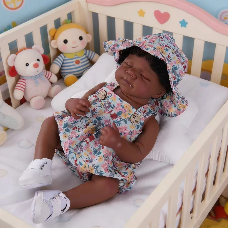 

20inch/50cm African Black Skin Rebirth Doll Bathable Solid Simulation Sleep Baby Toy Children's Gift