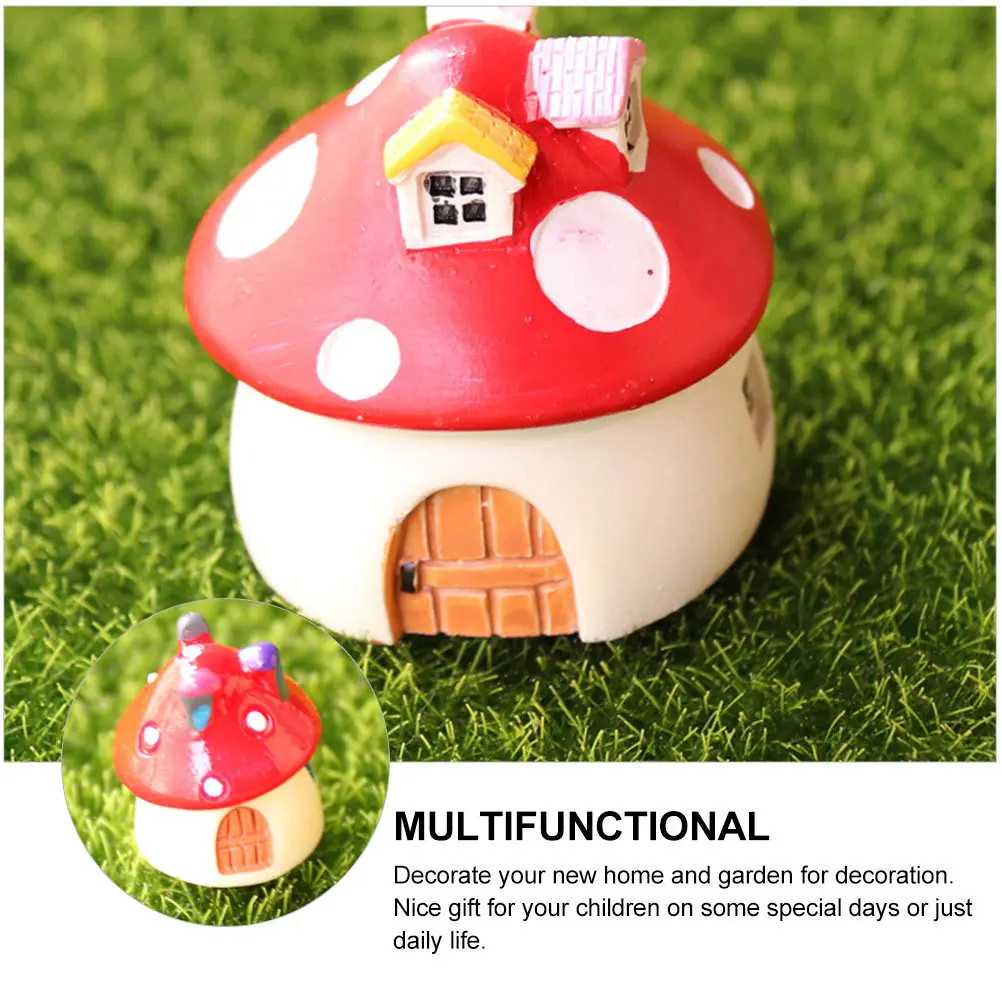 4Pcs Moss Micro Landscape Bonsai Resin Ornaments Mushroom House Design Garden Lawn Home Yard Decorative Miniature Craft