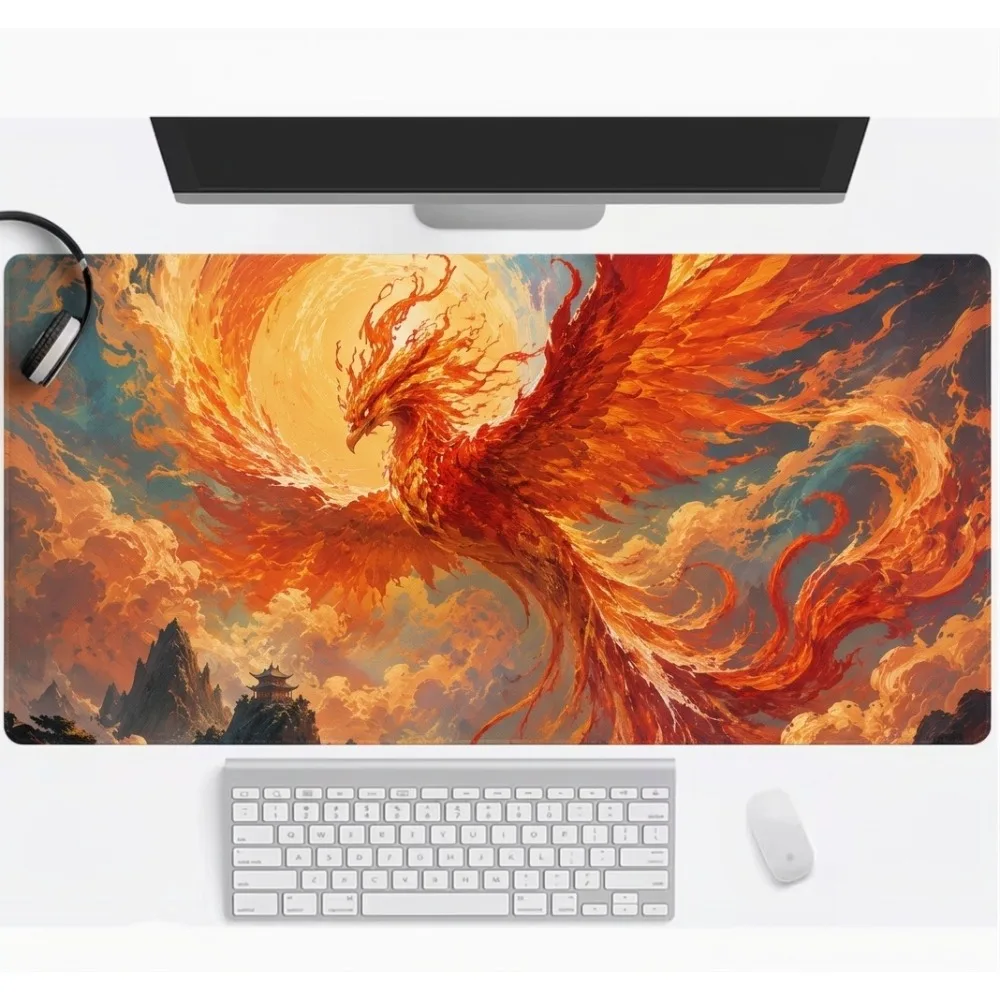 Fire Phoenix Bird Art Design Anti-slip Rubber Bottom for Gamers' Office and Home desk accessories alfombrillas para escritorio