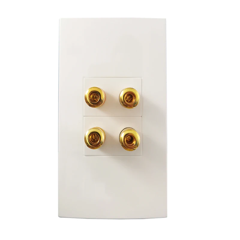 Home Theater Wall Panel US Type Gold Plated Copper Banana Binding Post Coupler Audio Faceplate For 2 Speakers Wire