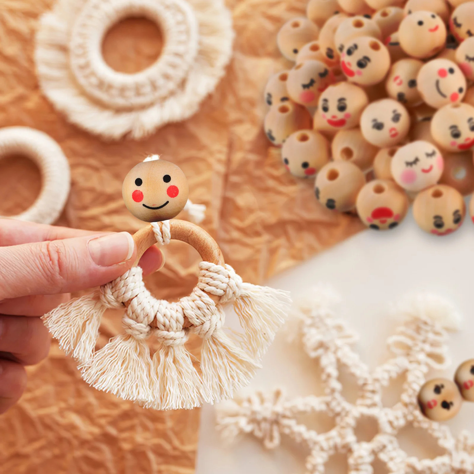 

Wooden Beads Bulk 100 Pcs 20mm Natural Wood Beads for Jewelry Making Craft DIY Bracelets Loose Spacer Beads with Holes Crafts