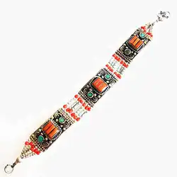 BB-474 Indian Fashion Bollywood Bracelets Copper inlaid Colorful Stone Clasp Bangles