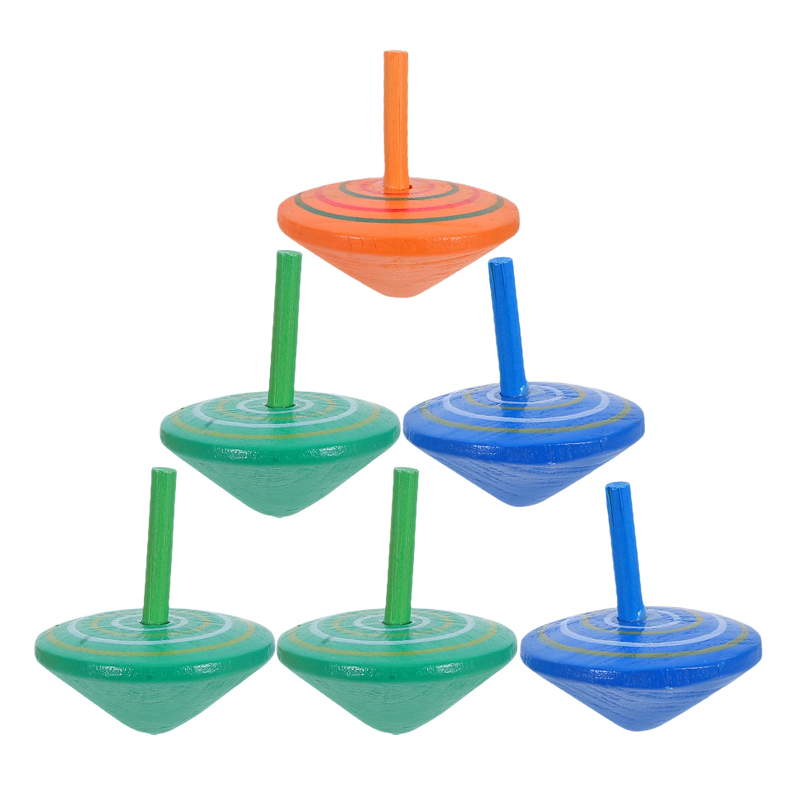 6pcs Wooden Tops Colorful Painted Kids Stress Relief Hand-Eye Coordination Development Fun Children'S Activity