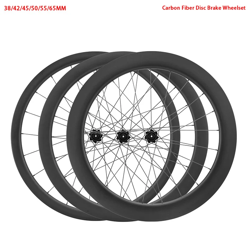 

700C Carbon Disc Brake Wheelset Quick Release / Thru Axle 38/42/ 45/50/55/65mm Deep-Rim Carbon Wheels for Road Elite wheel