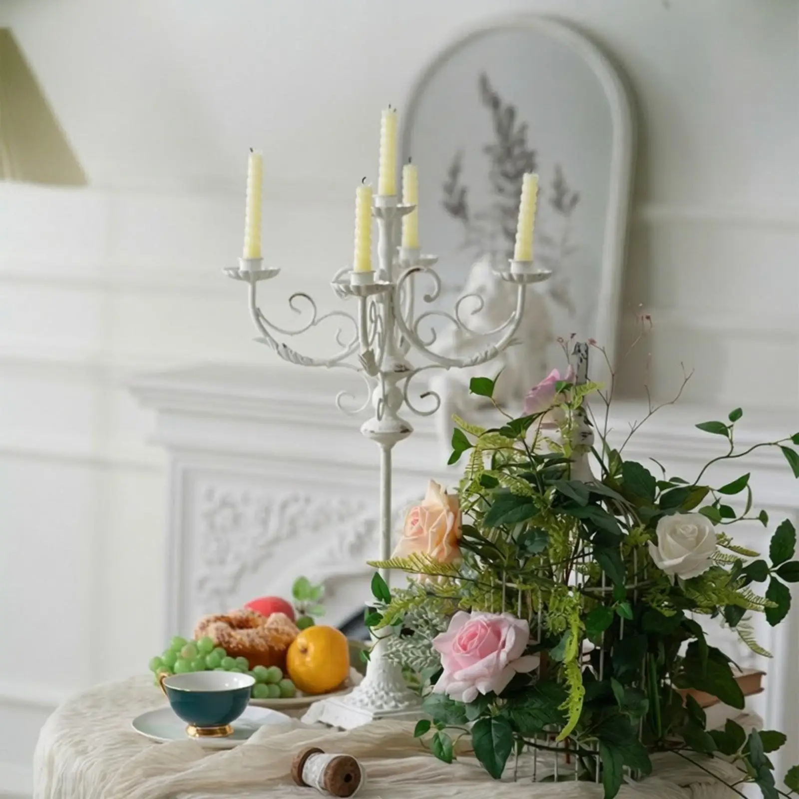 Elegant Tabletop Candelabra Candle Holder Iron Spray Painted Finish for Special Occasion Centerpiece
