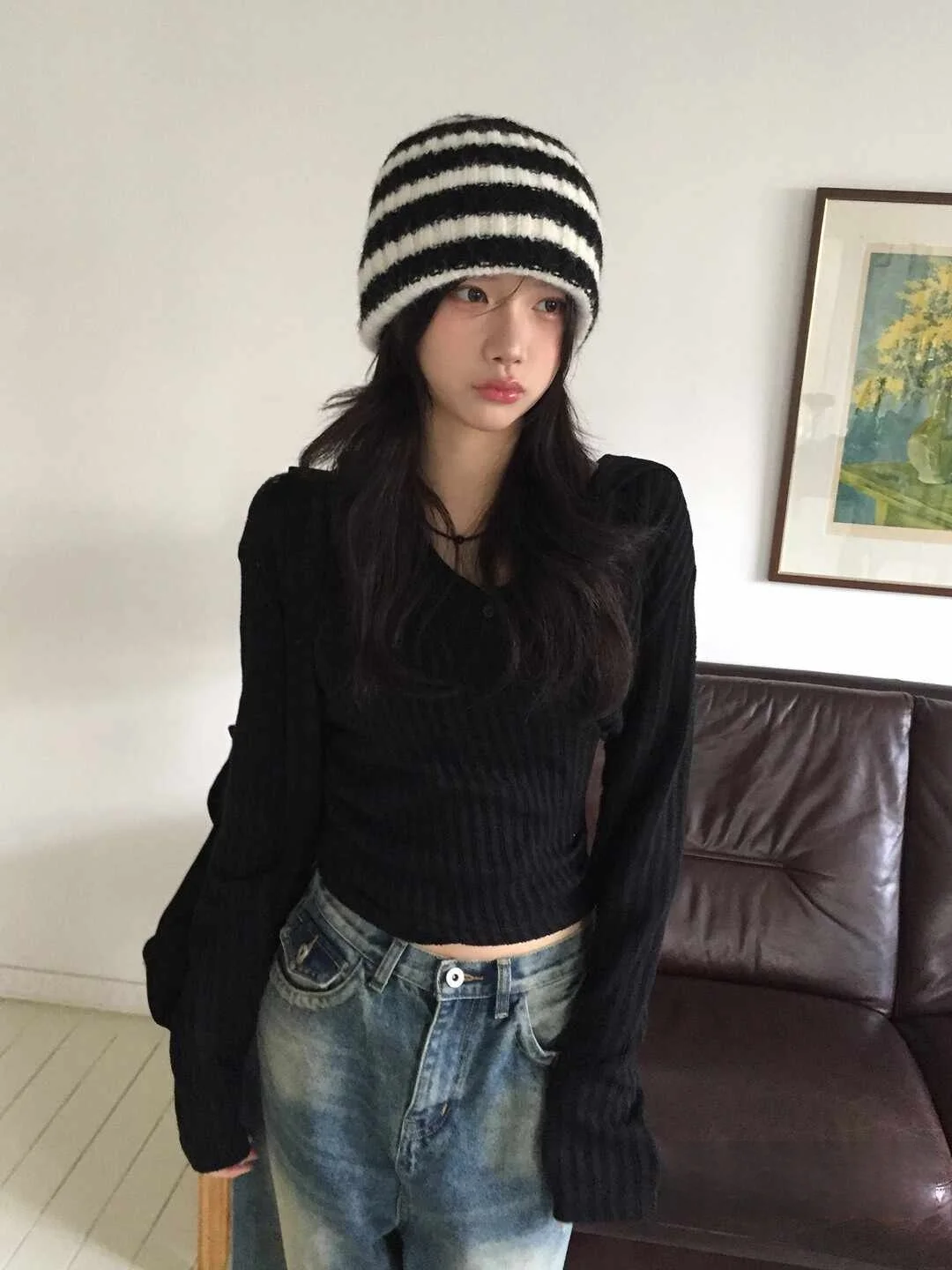 

SEI Unique Long Sve Wrap Body T-irt Women's Sle Casual Commute Korean Version V-Ne Hoodie Slimming Effect