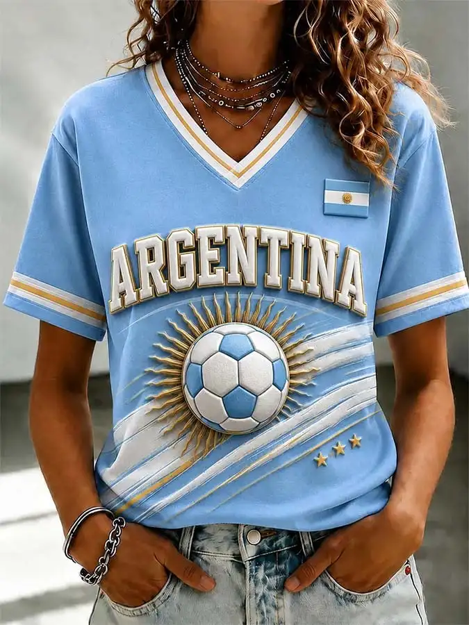 Argentina Football Jersey 2026 Women T Shirt Short Sleeve Soccer Fan Shirt 3D Print Casual Sportswear Tee Tops Streetwear view 5