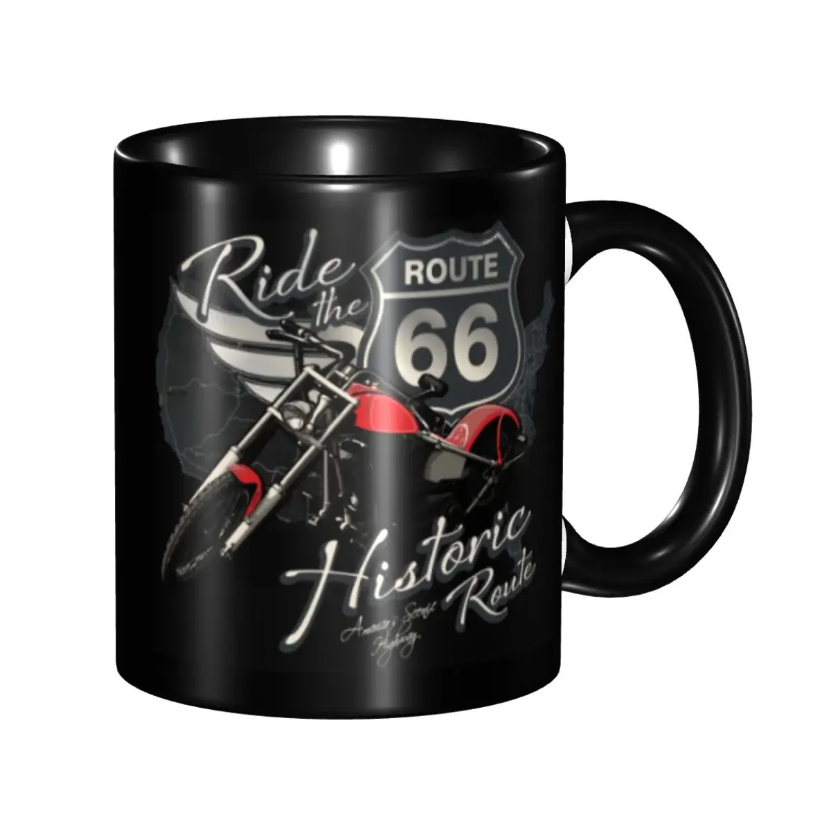 Motorcycle Ride The Historic Route 66 Coffee Mug DIY Personalized Ceramic Mug Creative Gift