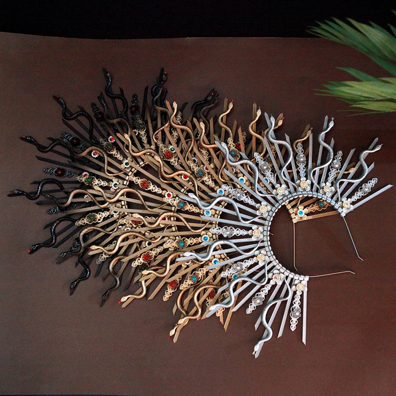 Realistische Snake Crown Hoofddeksel Gotische Barokke Tiara Hoofdband Halloween Cosplay Monster Van Een Snake Queen Haaraccessoires