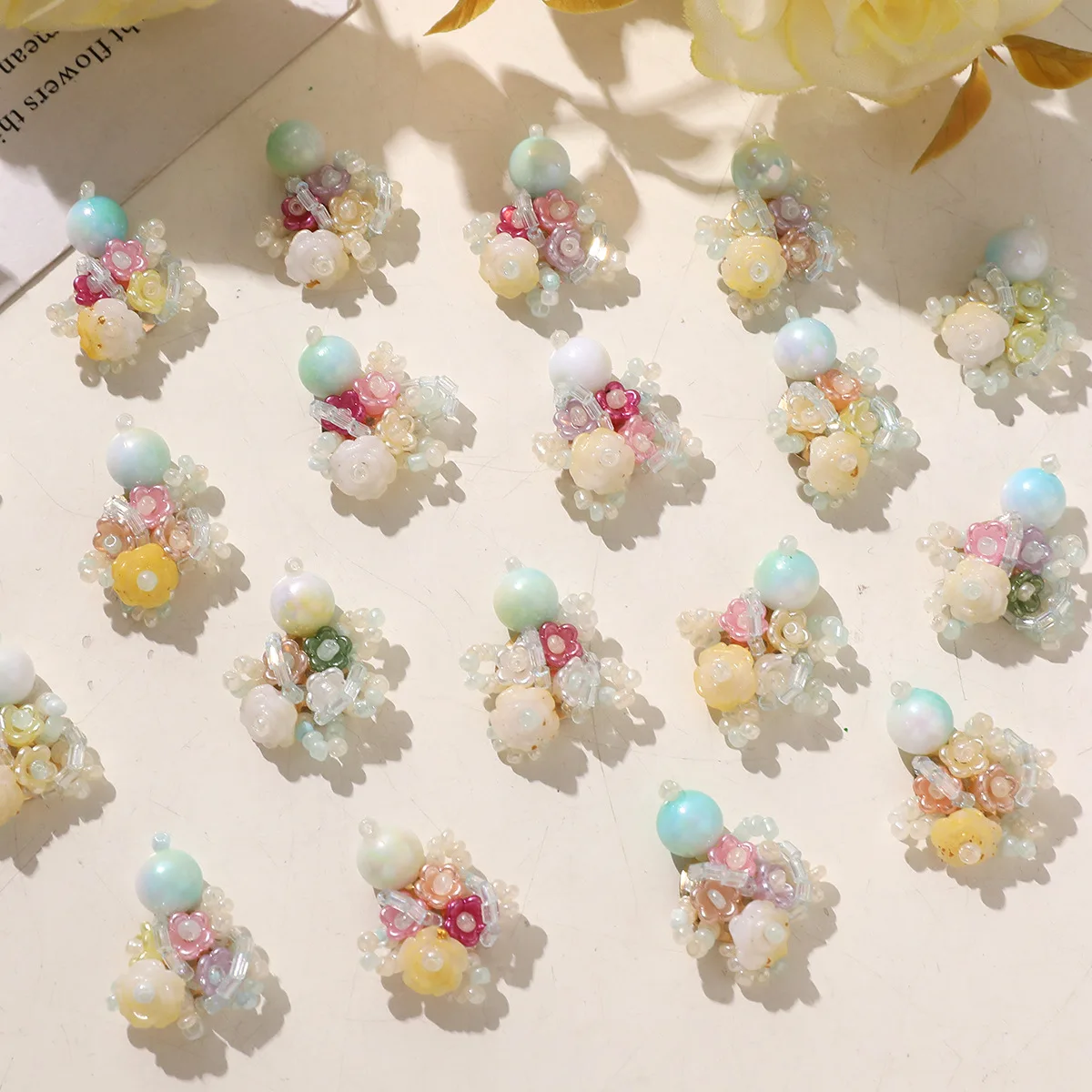 Shoe Charms 1 Piece Soft Gradient Resin Beaded Small Flower DIY for Jelly Clog Sandals Cute Summer Korean Style