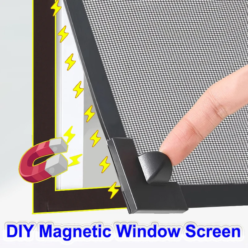 1 Set of Black Magnetic Mosquito Nets AntiMosquito Window Screens with Magnetic Attraction Easy to Install and Cut PVC Accessory