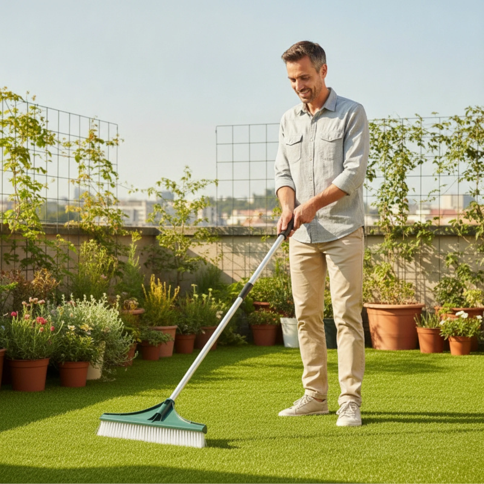 Artificial Grass Brush Telescopic Artificial Turf Brush Synthetic Turf Broom Ergonomic Long-Lasting for Homeowners, Patio
