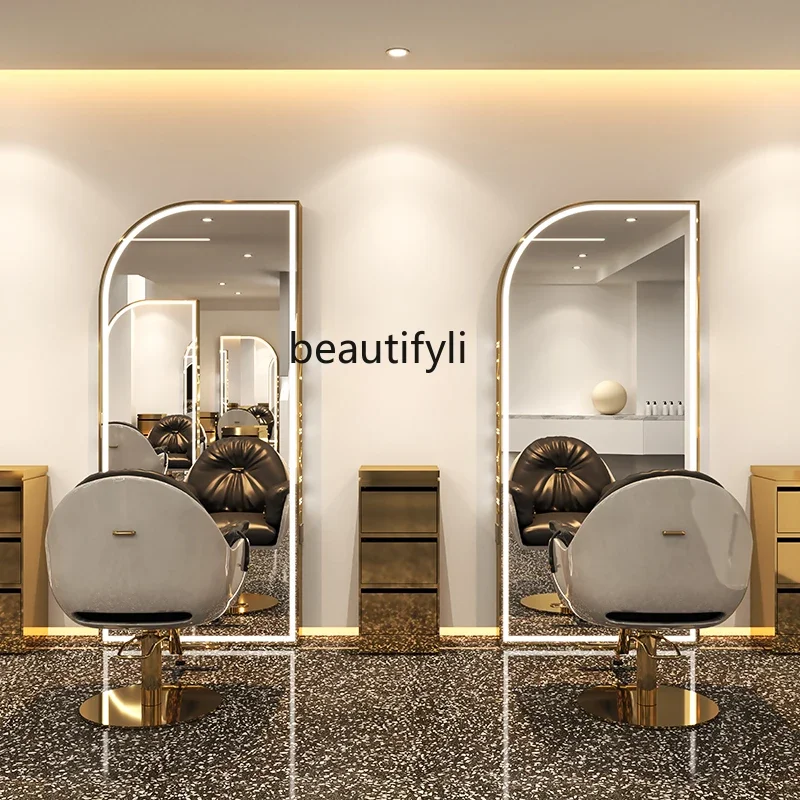 Barber shop hair salon perm and dye mirror table floor-to-ceiling double-sided hair salon hair cutting mirror