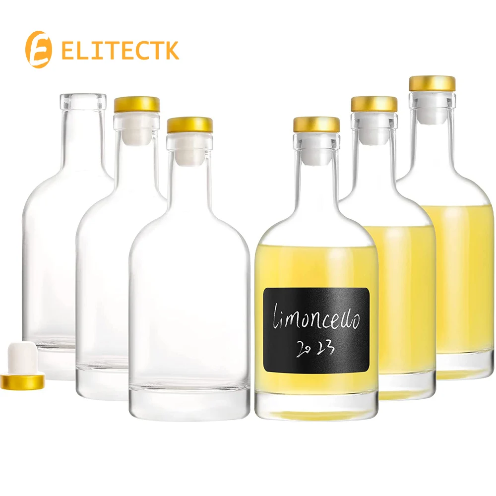 Clear Glass Bottles 12 oz - 375ml for Wine Beverages Drinks Oil Vinegar Kombucha Beer Water Soda with Cork Stopper Airtight Lid