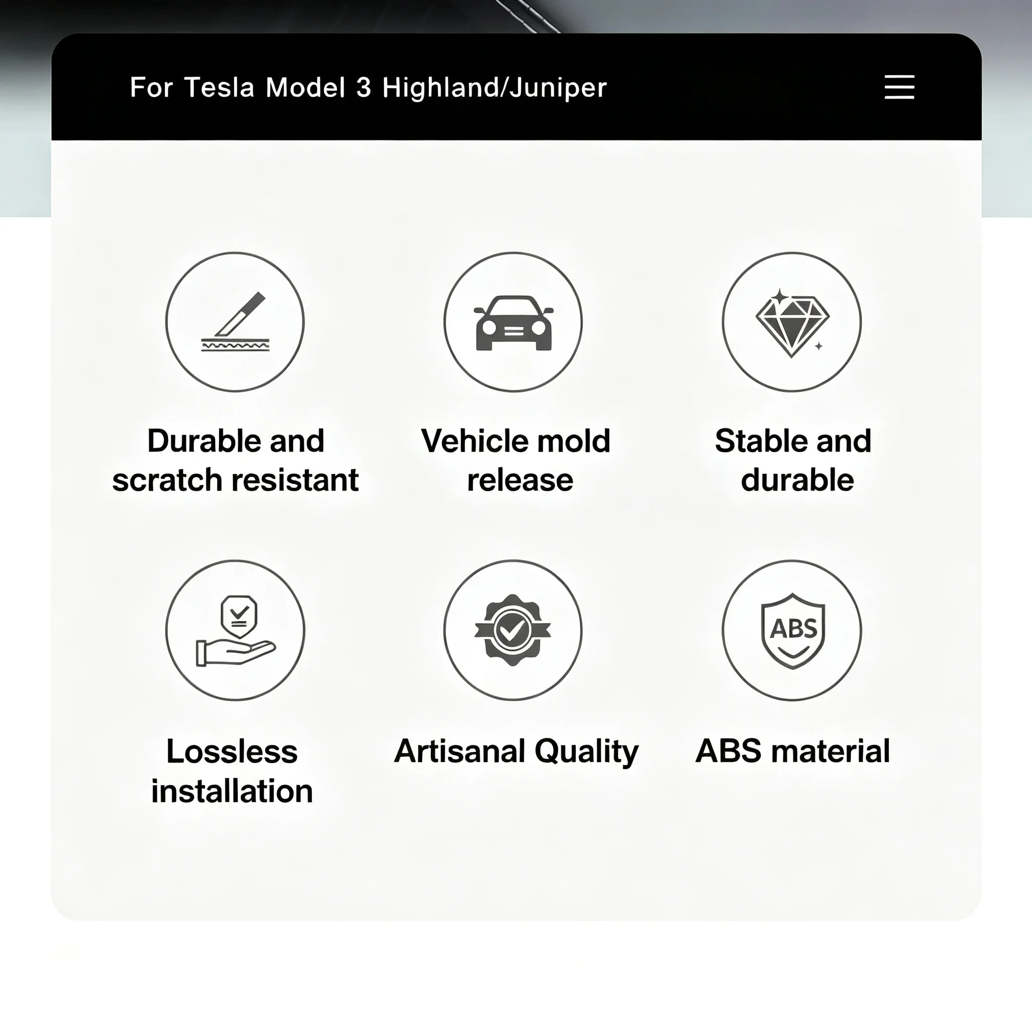 4-teiliger Armaturenbrett-Dekorrahmen für Tesla Model 3 Highland /Y Juniper/YL/YS Luftauslass Original Passform Abdeckung Innenzubehör – Detail 2