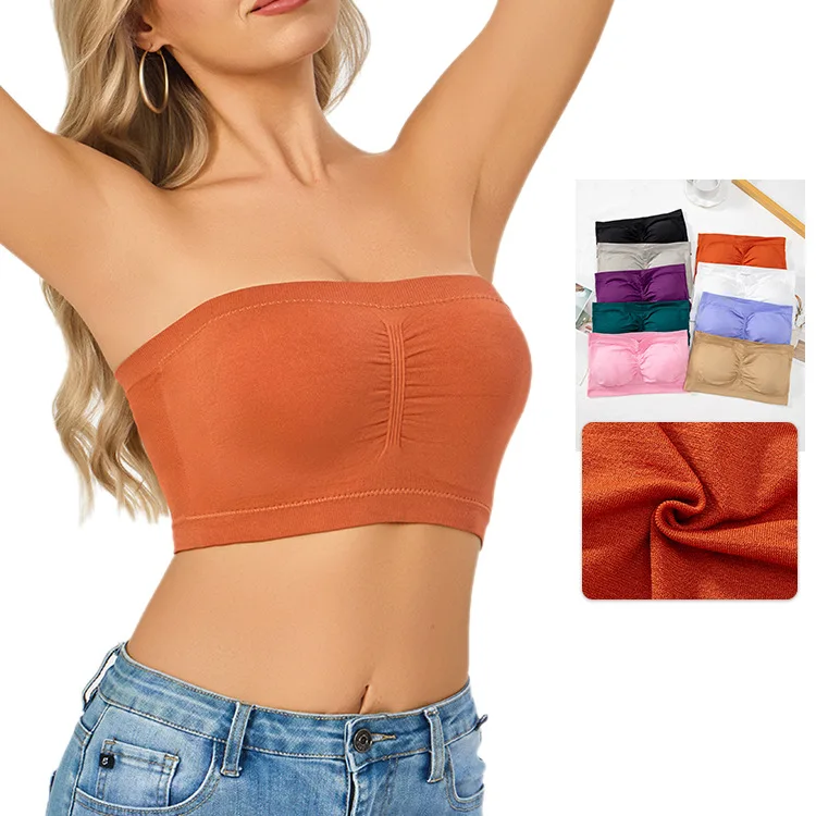 Plus Size Women's Tube Top Strapless Bra Wireless Women's Bra 5XL 6XL Stretch Strapless Bra Solid Color Invisible Beauty Back view 2