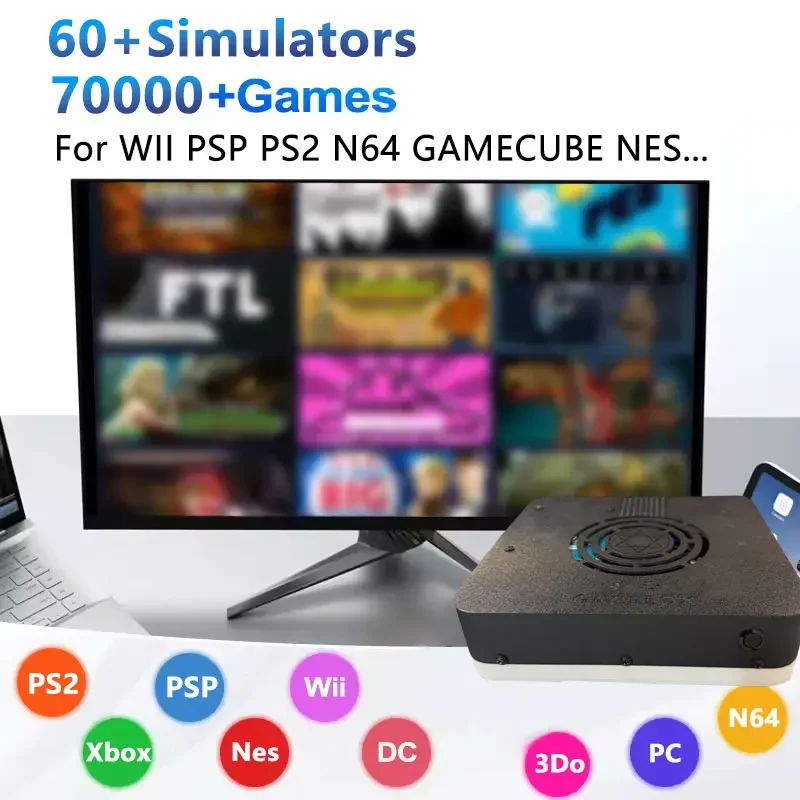 I3-3110M Super Game Console X3 500G HDD 70000 + ألعاب لـ Wii PS2 N64 PSP GameCube N64 التوصيل والتشغيل على التلفزيون مقبض لاسلكي Win11