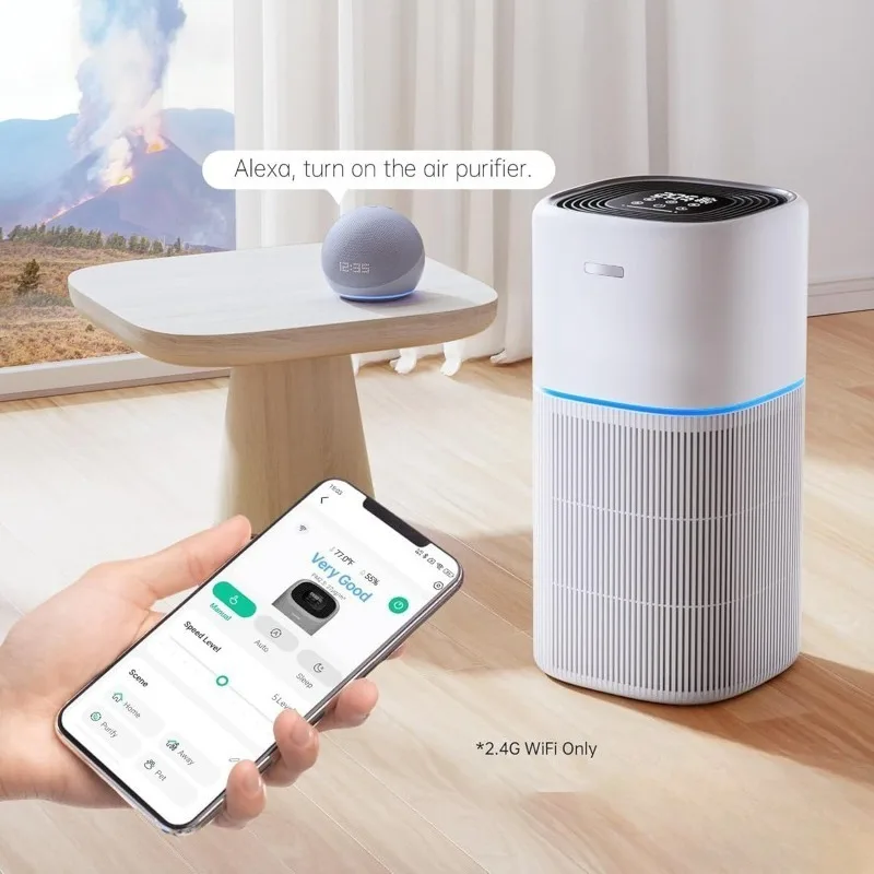 Portable Smart Pet Air Purifier APP Remote Control Low Noise Design Powerful Air Filtration for Pet Owners Home and Indoor Use