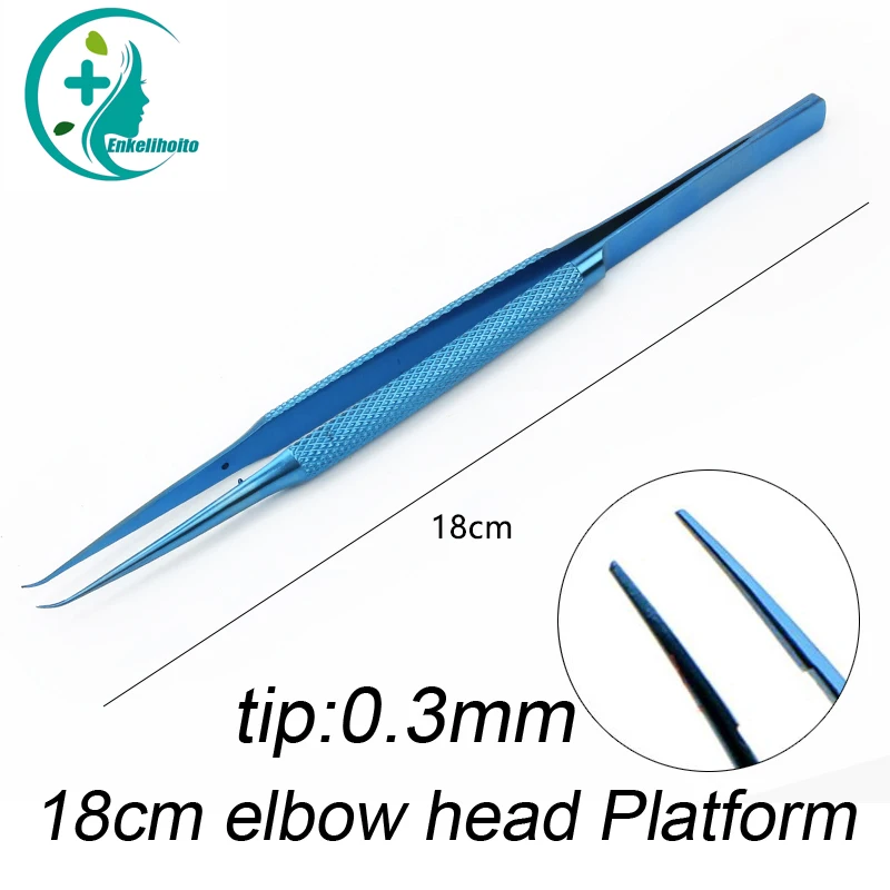 Testa dritta da 18cm testa a gomito Micro pinza chirurgica strumento per chirurgia delle palpebre Micro pinzette strumento a doppia palpebra