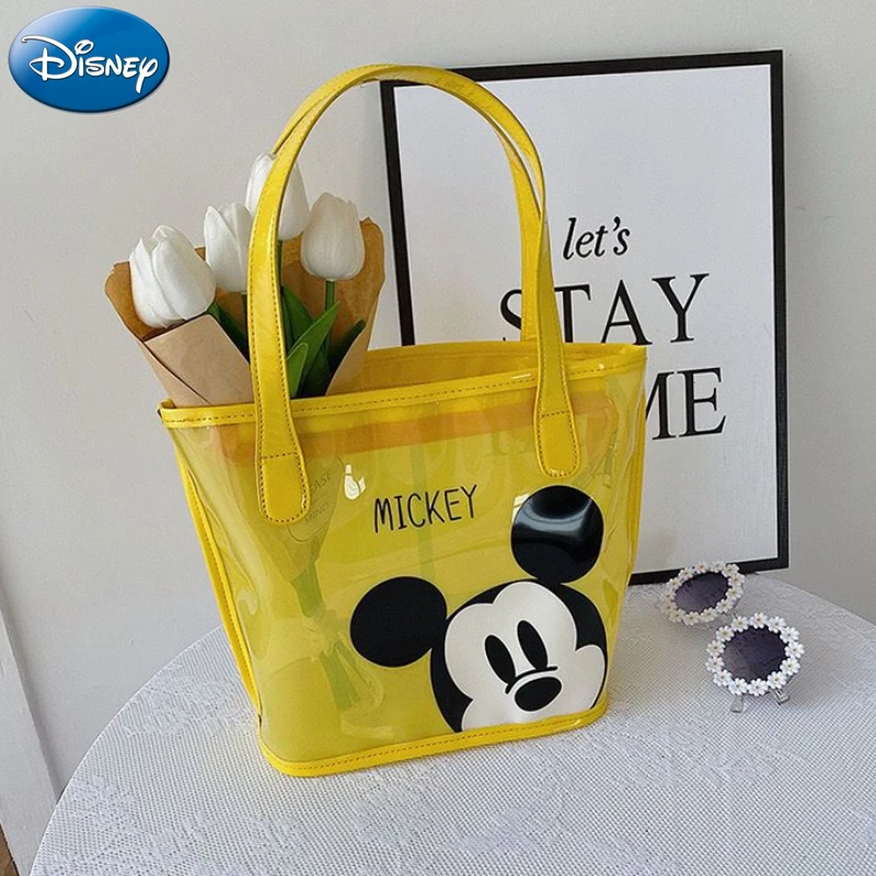 Disney Mickey Mouse Handbag Transparent Casual Tote Fashion Woman\'s High Capacity Waterproof Bag Summer candy color Bag