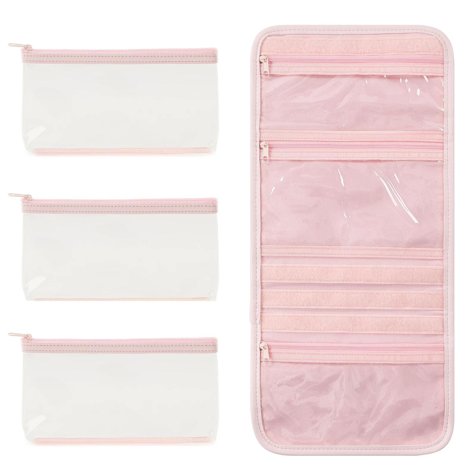 Trousse de maquillage de voyage en cuir PU pour femme, trousse à cosmétiques de grande capacité, trousse de maquillage portable avec poignée