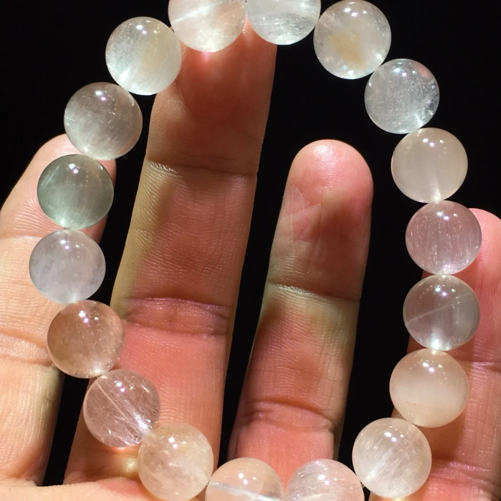 11MM Natural Colored Rabbit Hair Quartz Bead Bracelet Fashion Crystal Quartz Gemstone Jewelry Reiki Healing For Women Gift 1PCS