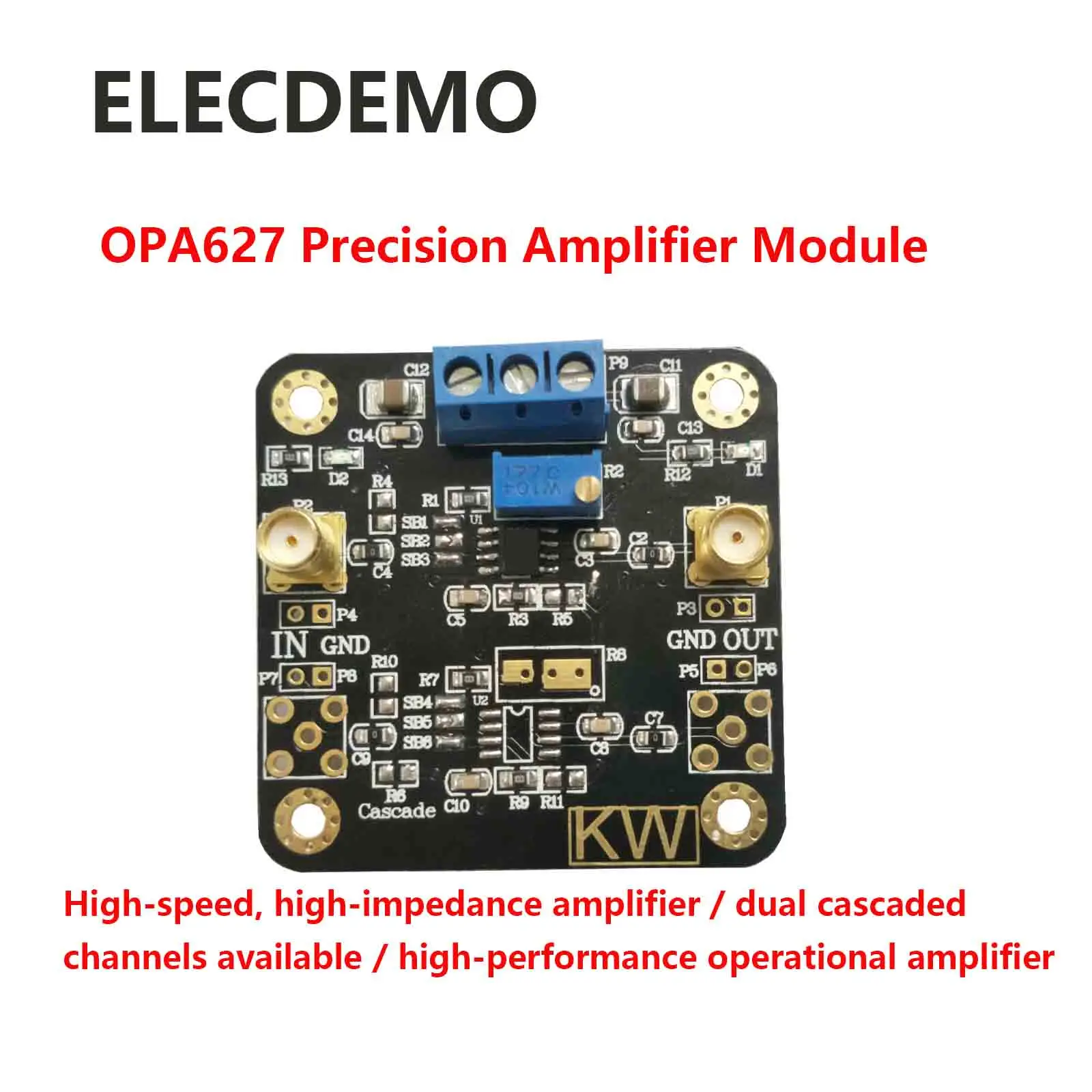 Precision Op-Amp Module, High Speed High Input Impedance, Cascade Dual Op-Amp, Low Noise Low Distortion, DIY PCB Board,OPA627