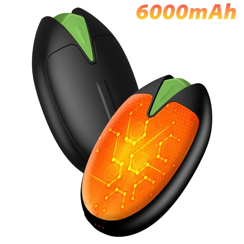 Aquecedor de mãos 3 níveis ajustáveis portátil 2 em 1 1s aquecimento rápido recarregável USB aquecedor de mão 6000mAh para pesca