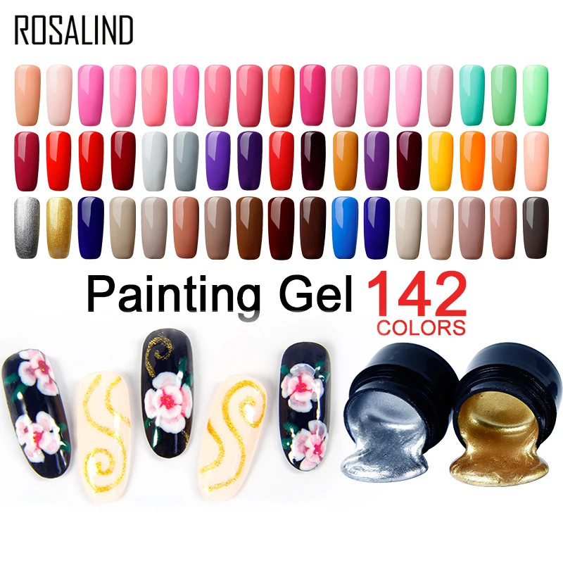 ROSALIND 5ML Painting Gel Varnish Nail Gel Polish Soak Off UV LED Top Coat Semi Permanent Nail Art Design For Manicure Polish