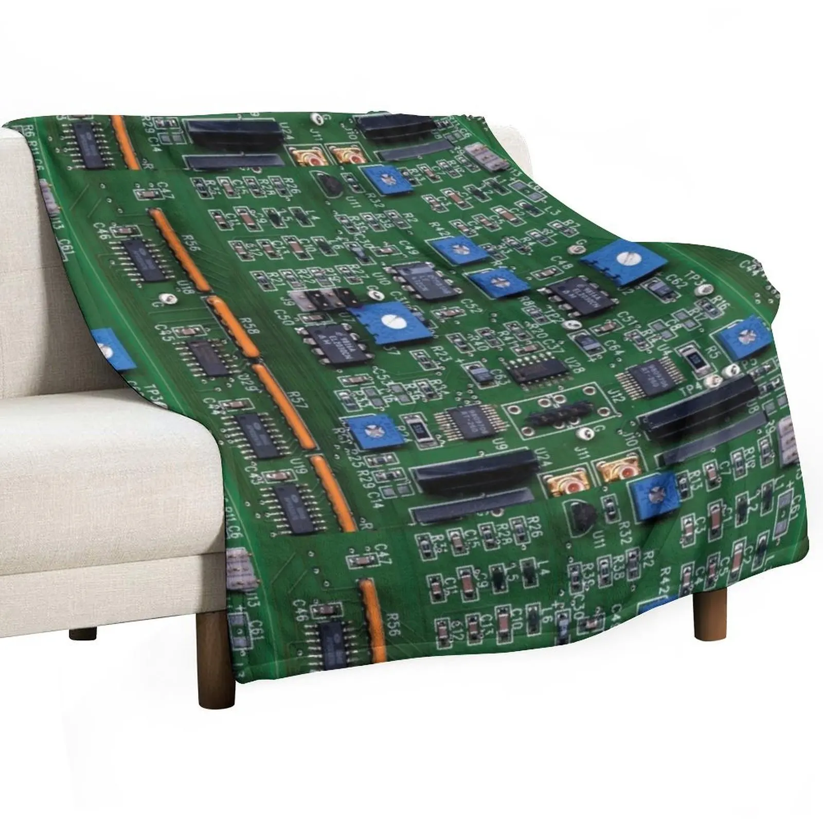 Electronic circuit board with chips Throw Blanket Flannel Fabric for winter Fluffys Large Blankets