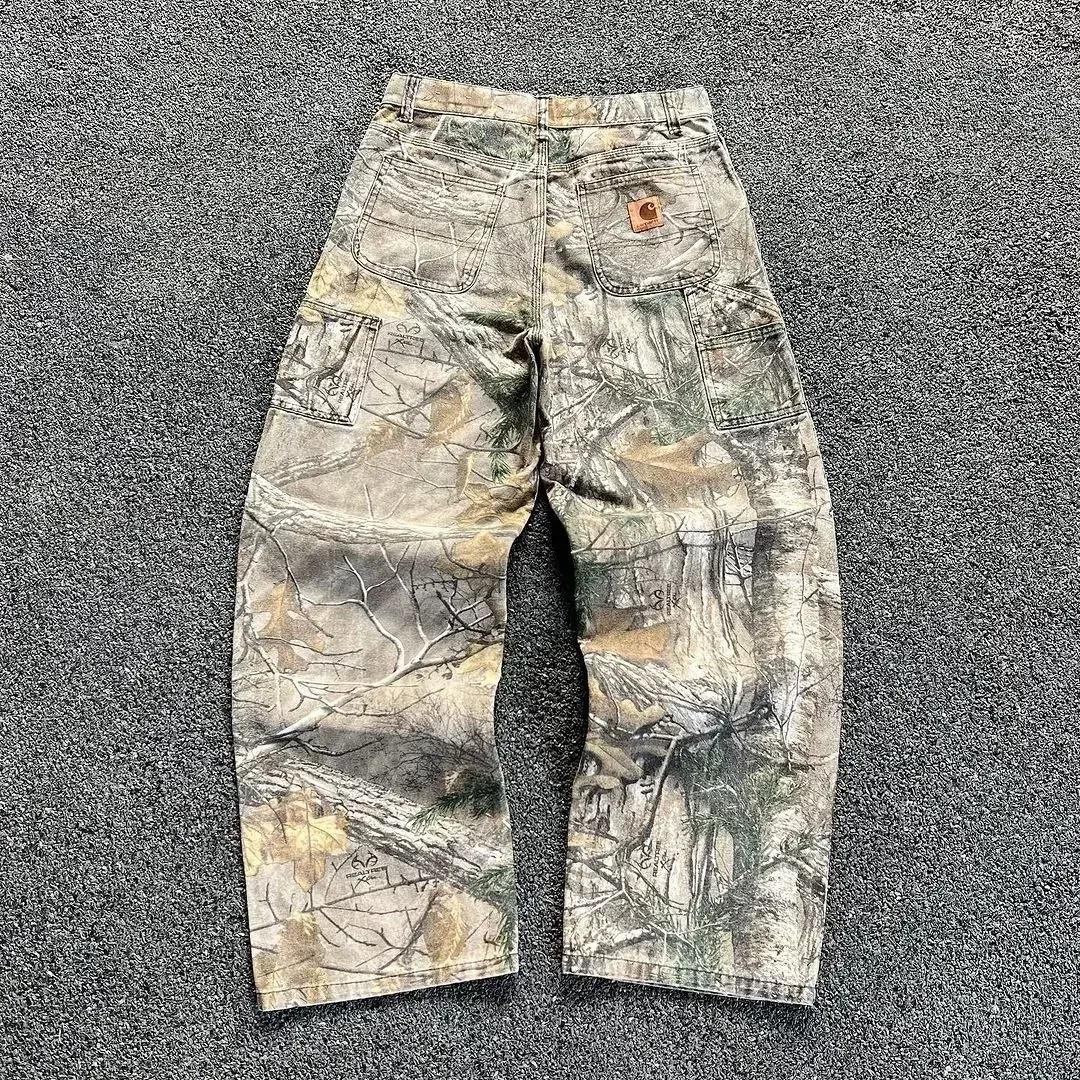

Men's pants camouflage sweatpants retro trend classic women's pants oversized loose wide-legged pants street versatile jeans