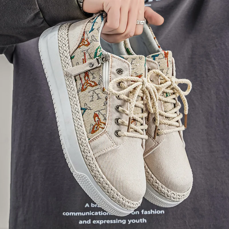 

Мужские повседневные спортивные туфли-кеды из ткани с низким вырезом, модные, удобные, новинка весны 2026 года