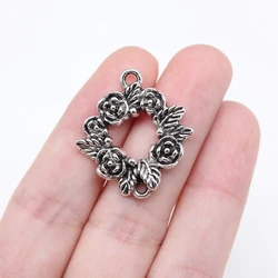 WYSIWYG 10pcs 28x25mm Antique Silver Color Wreath Connector For Jewelry Making