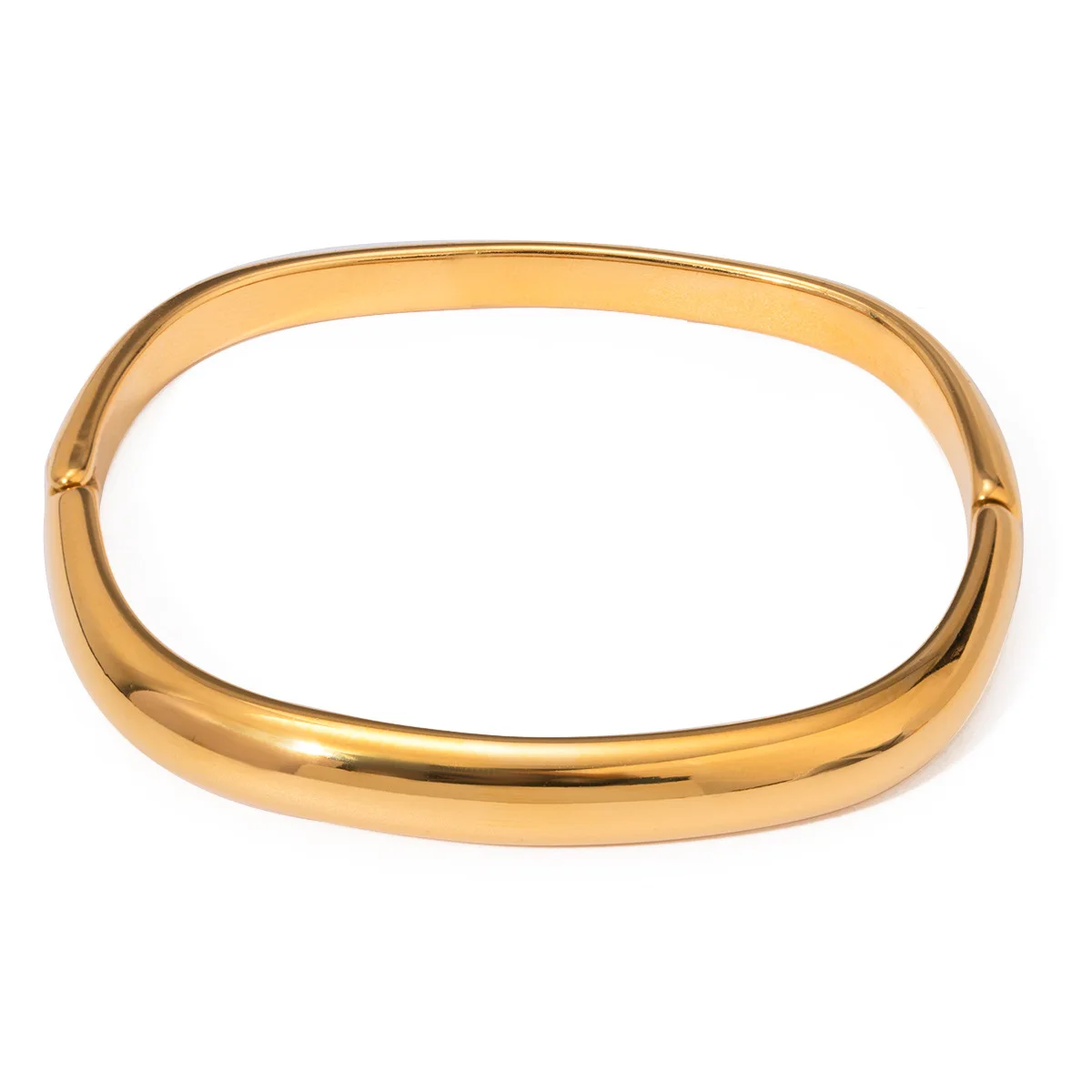 Stainless Steel PVD 18K Gold Plated Tarnish Waterproof Simply Wave Bangle For Woman Jewelry Wholesale Trendy