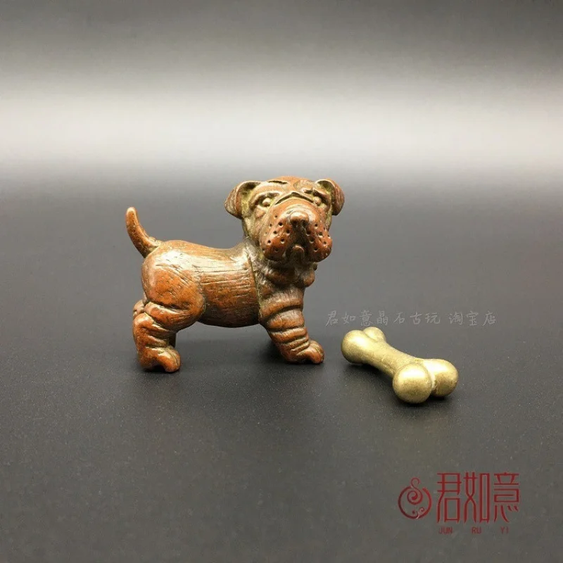 

Винтажная патина, твердая латунь, собака, милый щенок, жевательная кость, креативный набор держателей для благовоний, медная маленькая собака, кость, чай, домашнее животное